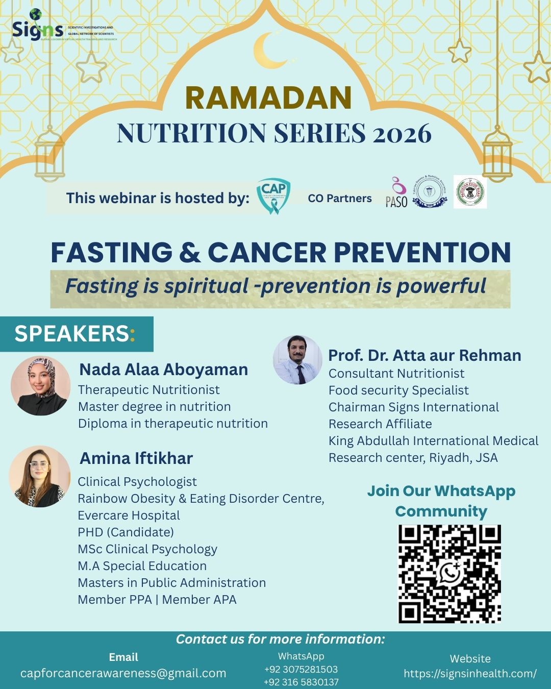 Ramadan Webinar Series:3 Fasting and Cancer Prevention and Cure